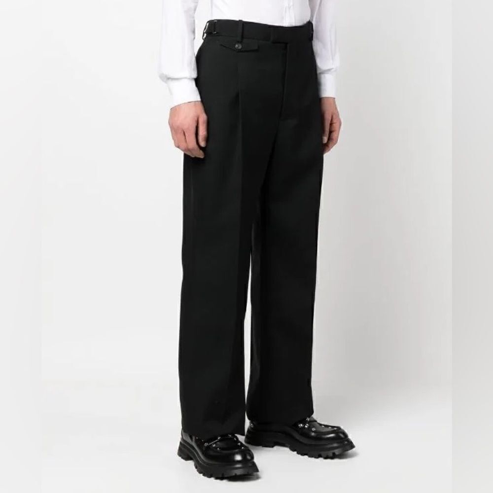 NWT Alexander McQueen $ 1495.00 Black Straight Leg Wool Trouser Pants